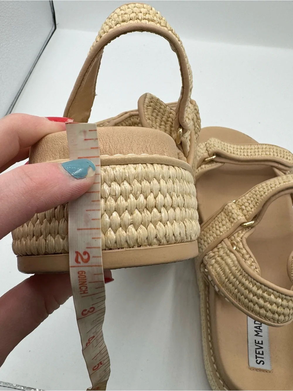 Steve Madden Big Mona Chunky Platform Sandal Natural Raffia size 11 NEW